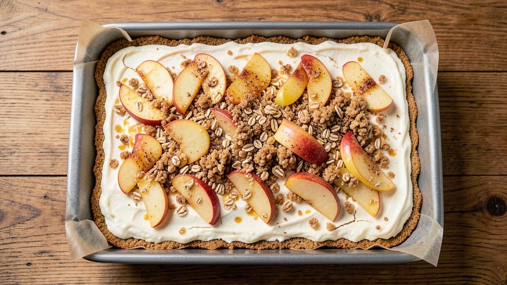 Apple Streusel Cheesecake Bars Recipe: Buttery Crunch Over Spiced Apple Filling