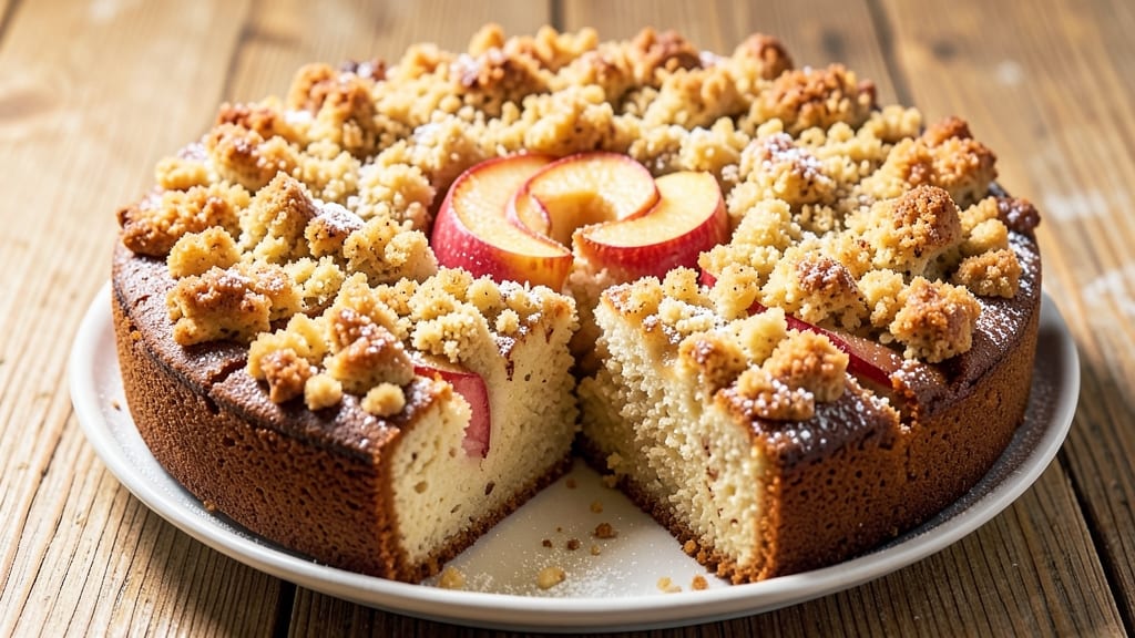 Apple Cake Recipe With Streusel Topping: Warm Spiced Streusel Hugs Moist Apple Layers