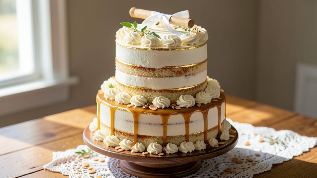 Amish Wedding Cake Recipe: Buttery Vanilla Layers Hugged by Toasted Almond Crunch