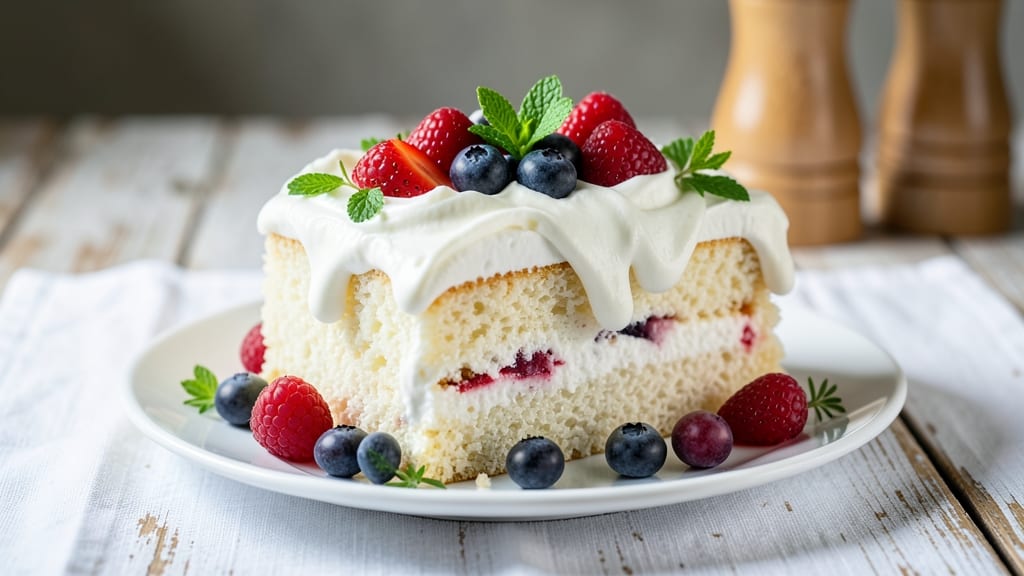 Angel Food Cake With Berries and Whipped Cream Recipe: Light-as-Air Layers With Fresh Fruit Bliss