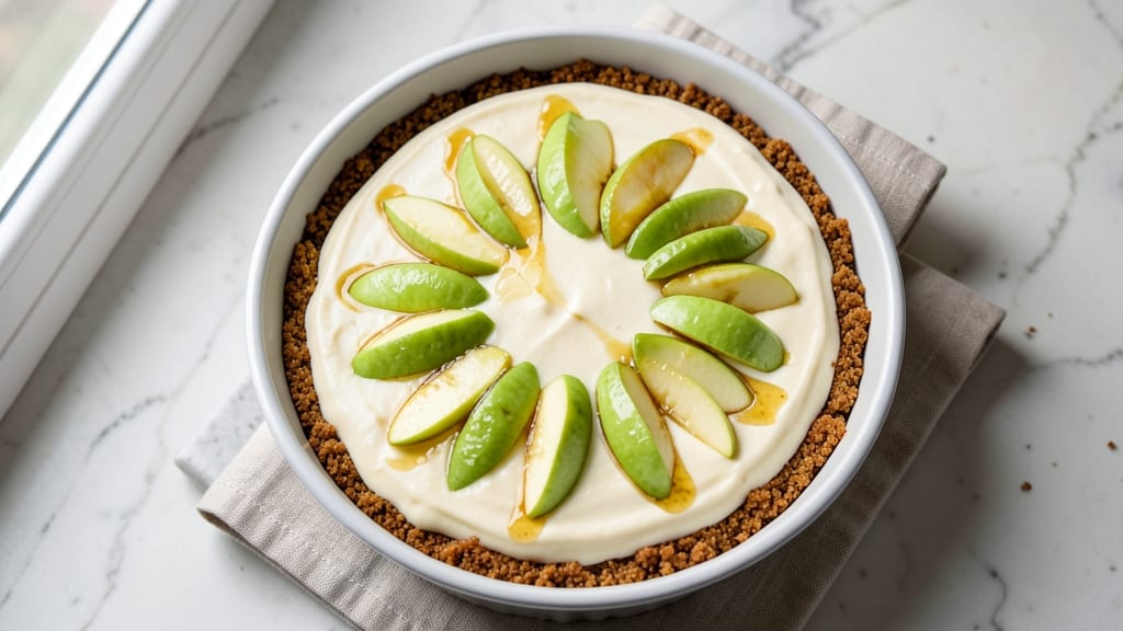 Apple Topped Cheesecake Recipe: Caramelized Fruit Streusel Over Ultra-Smooth Vanilla