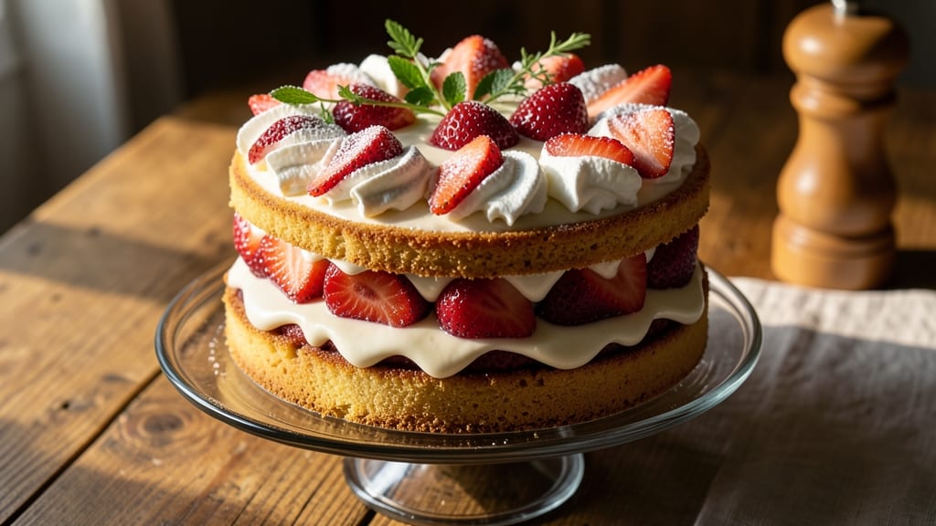 Ambrosia Fresh Strawberry Cake Recipe: Layers of Creamy Cheesecake and Juicy Fruit Bliss