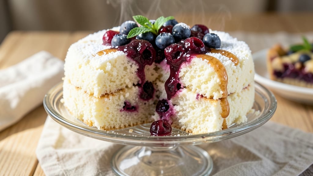 Angel Food Cake and Blueberry Pie Filling Recipe: Light Cloud with Bursting Berry Pockets