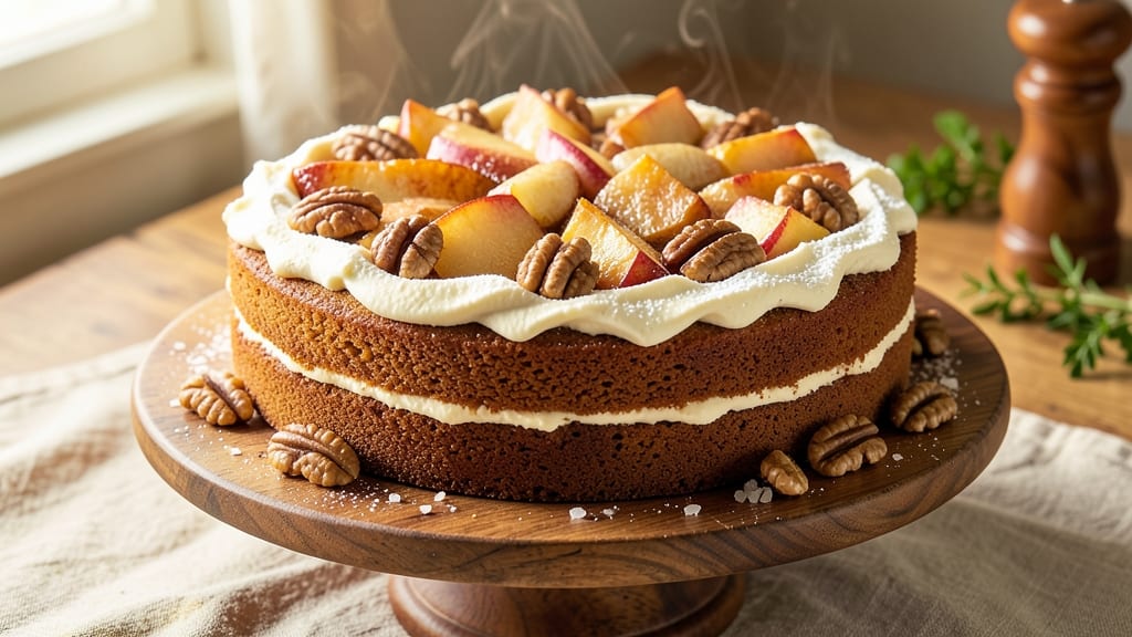 Apple Walnut Brown Sugar Cake Recipe: Spiced Streusel Crown Over Moist Apple Layers