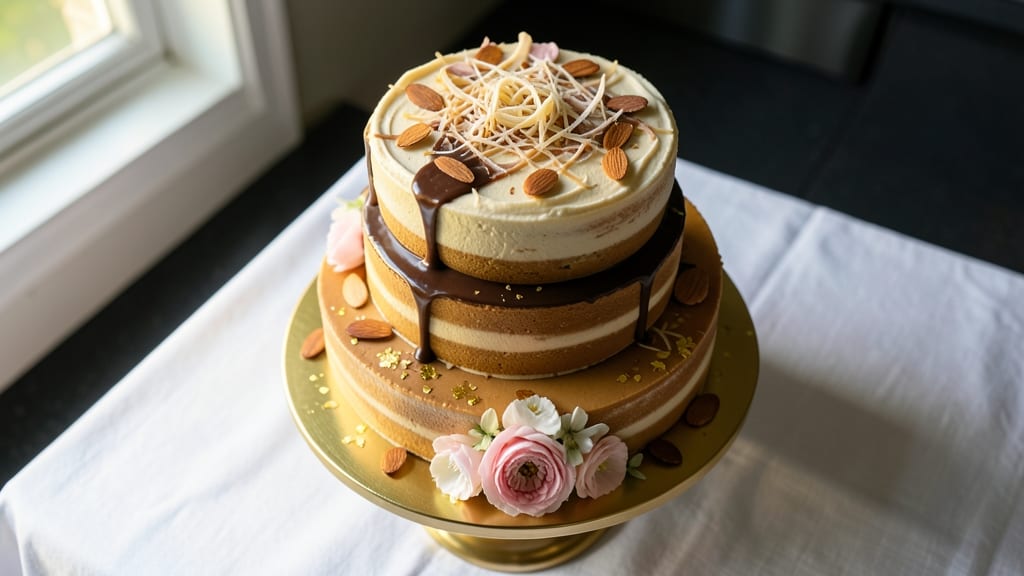 Amaretto Wedding Cake Recipe: Boozy Vanilla Layers with Toasted Almond Crunch