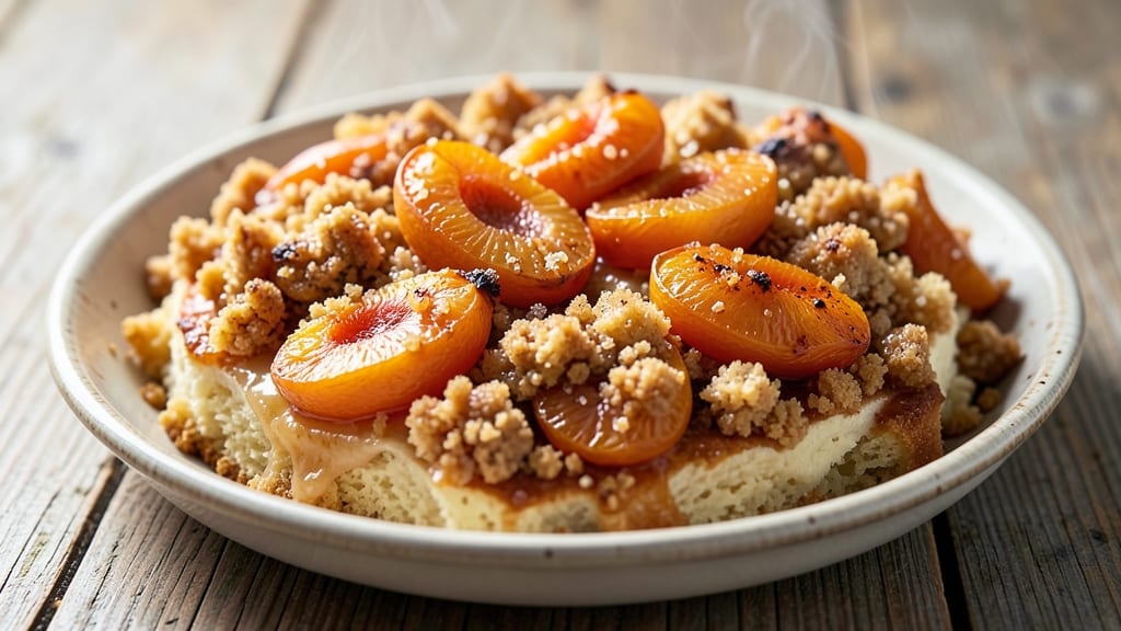 Apricot Crumble Cake Recipe: Warm Spiced Topping Over Juicy Fruit Layers