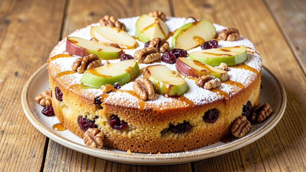 Apple Cake With Walnuts and Raisins Recipe: Spiced Fruit and Nut Crunch in One Bowl